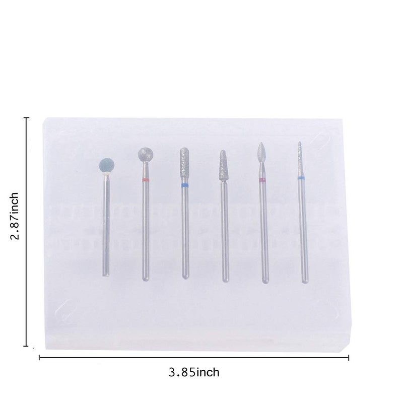 MZCMSL Russian Cuticle Drill Bit Set with Case,6pcs Cuticle Remover Bits (Needle,Ball,Flame,Cylinder,Tapered),Diamond Nail Bit Stone Bit - Image 4